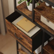 Meuble de rangement Teren étagère industrielle 2 tiroirs 9 niches marron noir