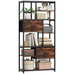 Meuble de rangement Teren étagère industrielle 2 tiroirs 9 niches marron noir