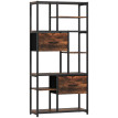 Meuble de rangement Teren étagère industrielle 2 tiroirs 9 niches marron noir