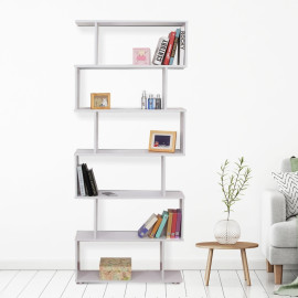 Bibliothèque Selioian étagère zig zag bois blanc