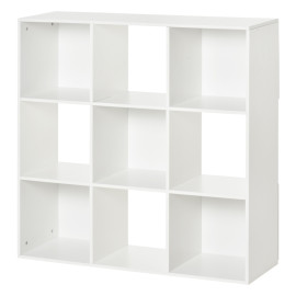 Bibliothèque Kerenay étagère moderne 9 compartiments blanche
