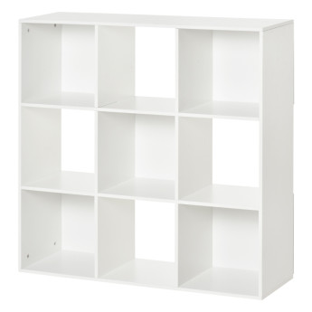 Bibliothèque Kerenay étagère moderne 9 compartiments blanche