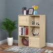 Étagère de rangement Amerys 3 niveaux 2 portes bois naturel