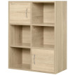 Étagère de rangement Amerys 3 niveaux 2 portes bois naturel
