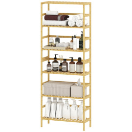 Corara Étagère en bambou 6 niveaux bibliothèque salle de bain cuisine naturel
