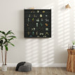 Étagère de rangement Calorrio murale en bois avec portes en verre noir
