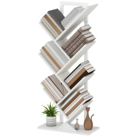 Bibliothèque Ylreven étagère arbre 7 niveaux anti basculement blanc