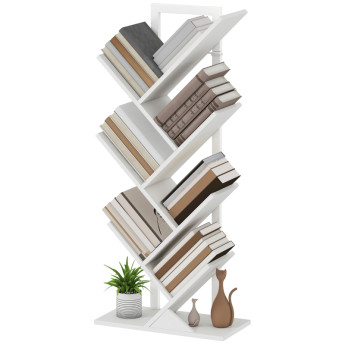 Bibliothèque Ylreven étagère arbre 7 niveaux anti basculement blanc