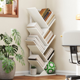 Bibliothèque Ylreven étagère arbre 7 niveaux anti basculement blanc