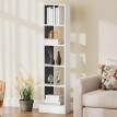 Bibliothèque Coriel moderne gain de place 5 niveaux bois blanc noir