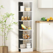 Bibliothèque Coriel moderne gain de place 5 niveaux bois blanc noir