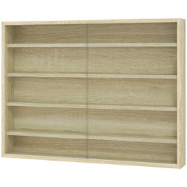 Ylorval Vitrine murale 5 étagères ajustables verre bois naturel