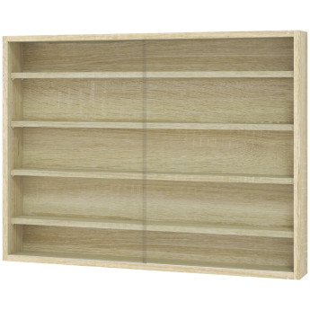 Ylorval Vitrine murale 5 étagères ajustables verre bois naturel