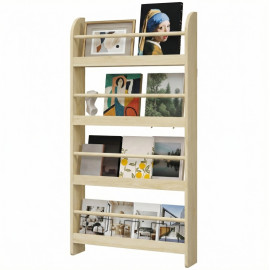 Étagère murale Dorriara bibliothèque enfant 4 niveaux naturel