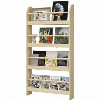 Étagère murale Dorriara bibliothèque enfant 4 niveaux naturel