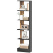 Bibliothèque Keria moderne gain de place 5 niveaux bois Marron Noir