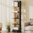 Bibliothèque Keria moderne gain de place 5 niveaux bois Marron Noir