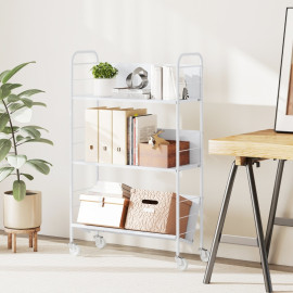 Melier chariot porte livres moderne à roulettes blanc