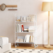 Melier chariot porte livres moderne à roulettes blanc
