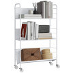 Melier chariot porte livres moderne à roulettes blanc