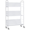Melier chariot porte livres moderne à roulettes blanc