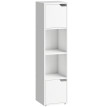 Montac Étagère bibliothèque étroite 4 niveaux avec portes Blanc