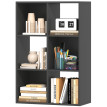 Solenis Bibliothèque à cubes design moderne 6 cases bois noir