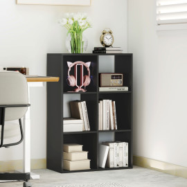 Solenis Bibliothèque à cubes design moderne 6 cases bois noir
