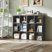 Solenis Bibliothèque à cubes design moderne 6 cases bois noir