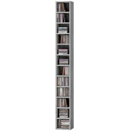 Terven Bibliothèque porte CD 12 étagères Gris