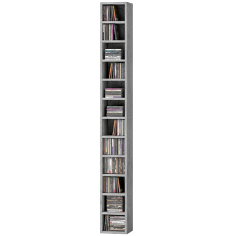 Terven Bibliothèque porte CD 12 étagères Gris