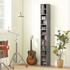 Terven Bibliothèque porte CD 12 étagères Gris