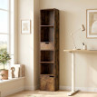 Berer Bibliothèque étagère rangement avec tiroir et placard brun rustique
