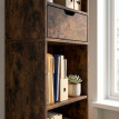 Berer Bibliothèque étagère rangement avec tiroir et placard brun rustique