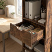 Berer Bibliothèque étagère rangement avec tiroir et placard brun rustique