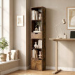Berer Bibliothèque étagère rangement avec tiroir et placard brun rustique