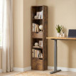 Berer Bibliothèque étagère rangement avec tiroir et placard brun rustique