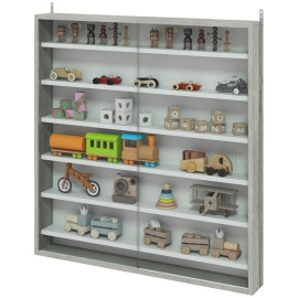 Vitrine de rangement Elea murale 6 étagères portes en verre Blanc et Gris