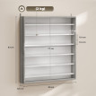 Vitrine de rangement Elea murale 6 étagères portes en verre Blanc et Gris