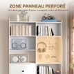 Corson bibliothèque étagère 6 niveaux avec tiroirs et panneau perforé blanc