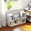 Étagère à livres Haren avec assise 6 compartiments rembourrée blanc