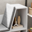 Étagère à livres Haren avec assise 6 compartiments rembourrée blanc