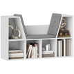 Étagère à livres Haren avec assise 6 compartiments rembourrée blanc