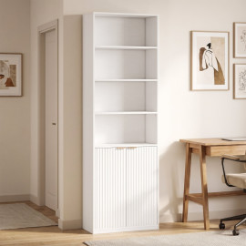 Bibliothèque Berys meuble de rangement étagère haute 6 niveaux blanche