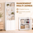 Bibliothèque Berys meuble de rangement étagère haute 6 niveaux blanche