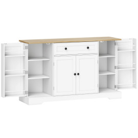Buffet Alora meuble de cuisine rangement 4 portes tiroir blanc chêne