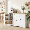 Buffet Alora meuble de cuisine rangement 4 portes tiroir blanc chêne