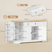 Buffet Alora meuble de cuisine rangement 4 portes tiroir blanc chêne