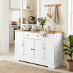 Buffet Alora meuble de cuisine rangement 4 portes tiroir blanc chêne