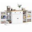 Buffet Alora meuble de cuisine rangement 4 portes tiroir blanc chêne